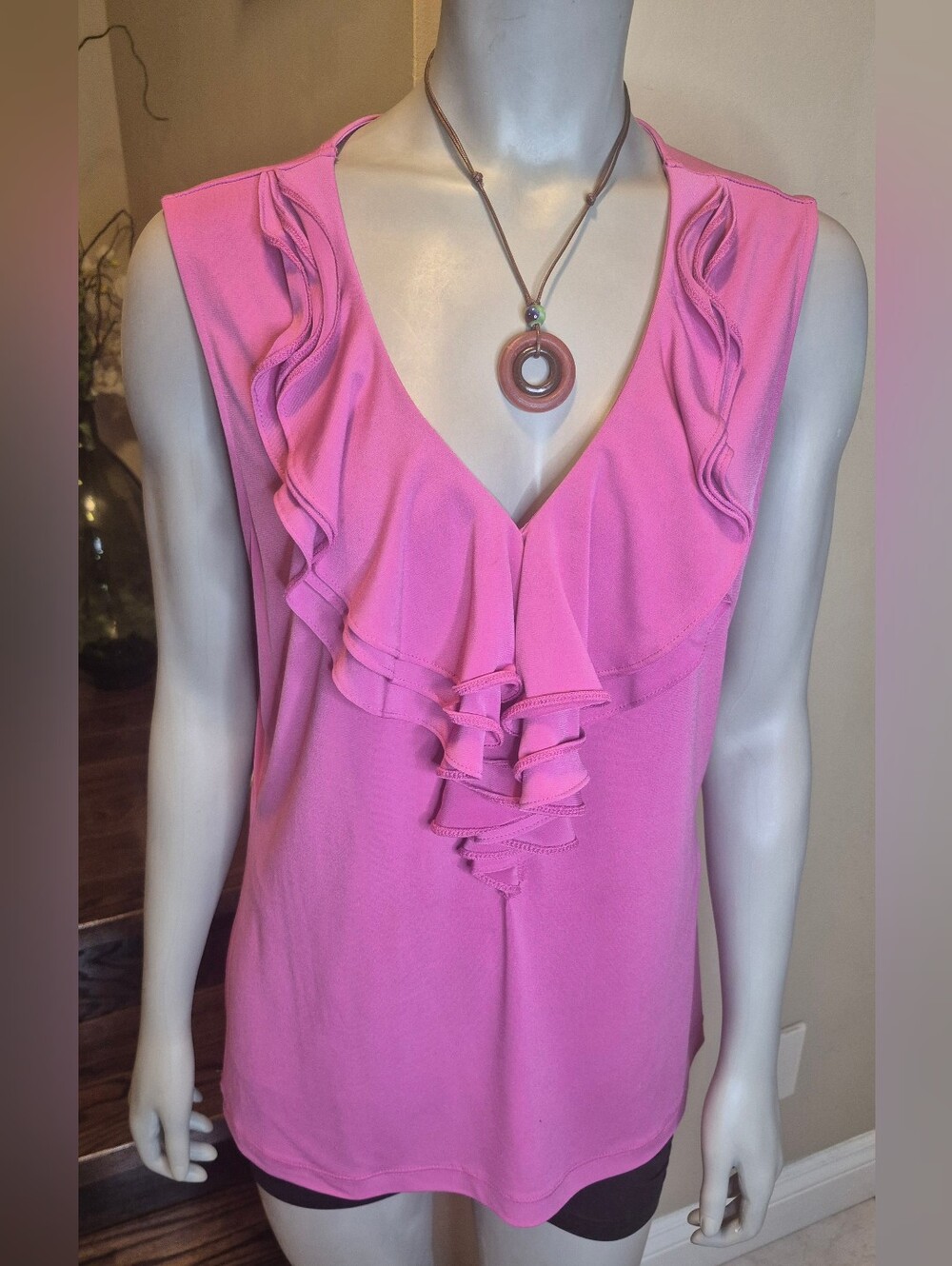 Grace Pink Ruffle V-Neck Sleeveless Camisole